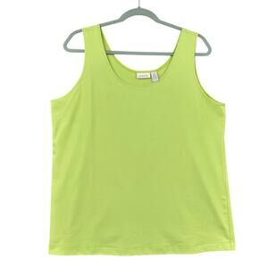 Chicos Green Sleeveless Round Neck Stretchy Fitted Basic Classic Top Size 3 XL